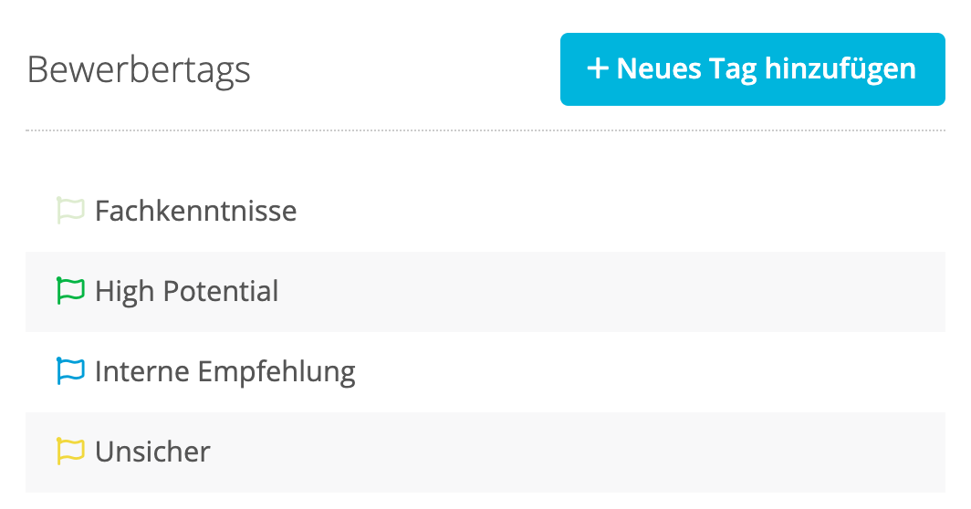 Bewerbertags Verwalten Personio